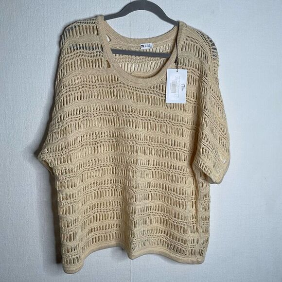 Zyia Active Sweater Womens 3XL Hilton Head Ivory Knit Fish Net Top Cover Up - Picture 4 of 11